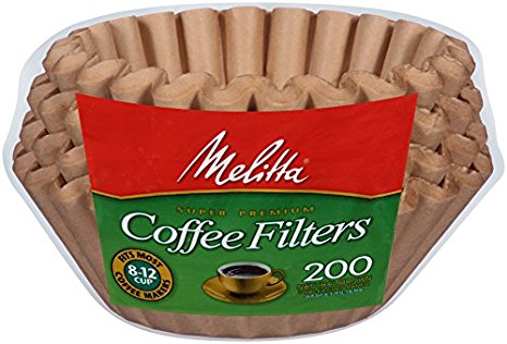 Melitta 8-12 Cup Basket Filter Paper (Natural Brown, 200 Count)