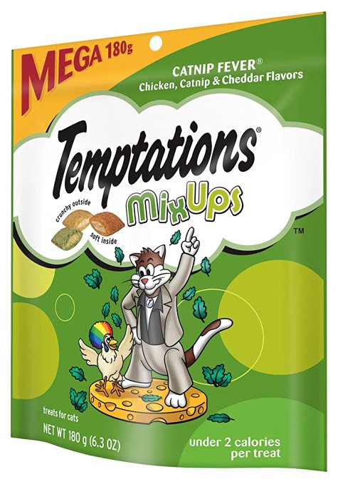 TEMPTATIONS MixUps Treats for Cats CATNIP FEVER Flavor 6.3 Ounces (Pack of 10)