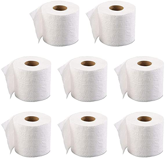 Toilet Paper Set of 8 Rolls - This 2 Ply Bath Tissue and Facial Tissue 8 Pack is Great to Stock Up Your Bathroom and Household