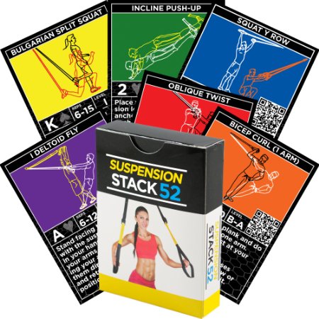 Suspension Exercise Cards by Stack 52 For TRX Woss and Ritfit Trainer Straps Suspended Bodyweight Resistance Workout Game Video Instructions Included Fun at Home Fitness Training Program