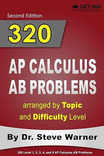 320 AP Calculus AB Problems arranged by Topic and Difficulty Level: 160 Test Questions with Solutions, 160 Additional Questions with Answers