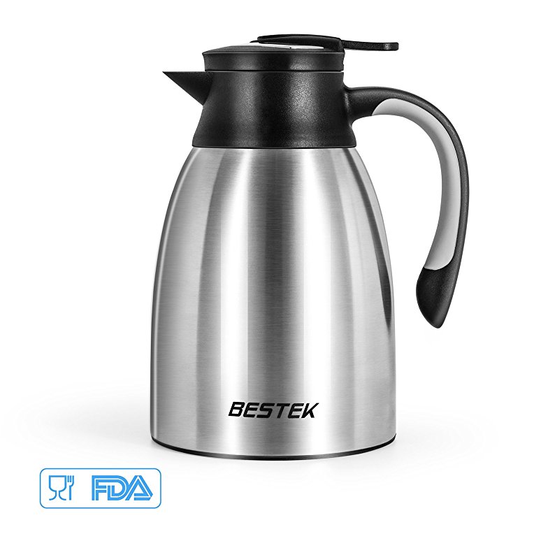 BESTEK Vacuum Insulated Jug Double Wall Stainless Steel Thermal Carafe Beverages Pitcher Coffee and Tea Carafes - 1.5 Litre