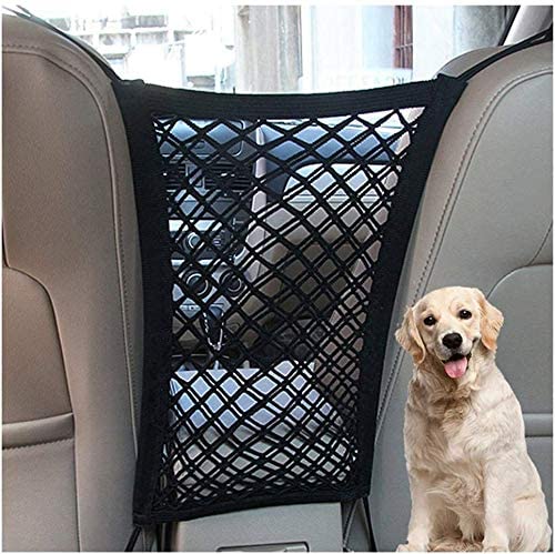 Dog Car Net Barrier,Stretchable Mesh Obstacle,SUVs -Easy Install, Car Divider for Driving Safely with Children & Pets,13.98" × 15.55"