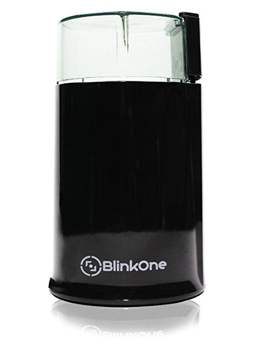 BlinkOne Electric Coffee Grinder with Stainless Steel Blades (Black)