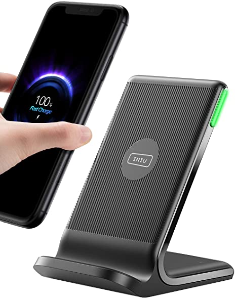 INIU Wireless Charger, Qi-Certified 15W Fast Wireless Charging Stand with Sleep-friendly Adaptive Light & Dual Charging Modes for iPhone 12 11 Pro X XR 8 Plus Samsung Galaxy S20 S10 S9 Note S10 LG etc