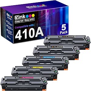 E-Z Ink Compatible Toner Cartridge Replacement for HP 410A 410X CF410A Toner Cartridge for for M477fnw M477fdw M477fdn M452dn M452nw M452dw M377dw M377 Printer (2 Black Cyan Magenta Yellow, 5-Pack)