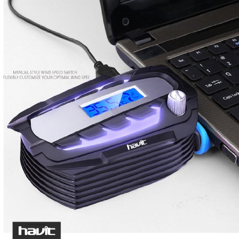 HAVIT HV-F2061 Mini LED USB Vacuum Turbine Air Extracting Cooling Fan Cooler for Laptop Notebook