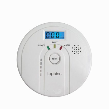 Tepoinn Carbon Monoxide Detector CO Alarm and Alarm with Digital Display Electrochemical CO Sensor,Digital Display,Voice Warning and Battery Backup