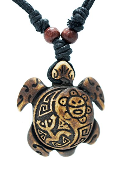 Exoticdream Turtle Necklace Yin Yang Coqui Taino Sun with Cotton Cord