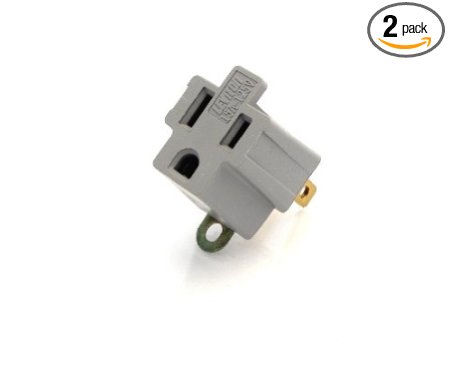 Leviton 274-000 Grounding Adapter, Gray, 2 Pack