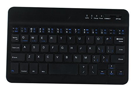 Bosssee Best Portable Mini Ergonomic Wireless Bluetooth 3.0 Computer Keyboard with Chargeable USB Port for Android Windows iOS (Black)