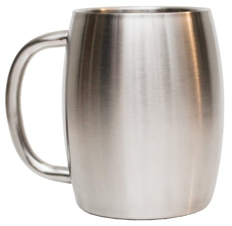 Avito Stainless Steel 14 Oz Double Walled Insulated Coffee Beer Tea Mug - Healthy Choice - Shatterproof