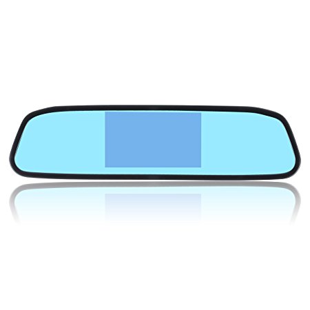 Chuanganzhuo 4.3" Inch TFT LCD Monitor Screen for Car Rear View Camera Blue Color ANTI-GLARE Mirror Effect