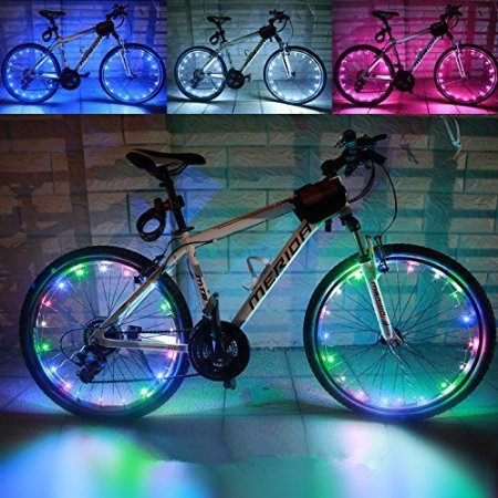 Soondar® Super Bright 20-LED Bicycle Bike Rim Lights - Personalized LED Colorful Wheel Lights - Perfect for Safety and Fun - Easy to Install - Blue Green Red Pink White Multicolore