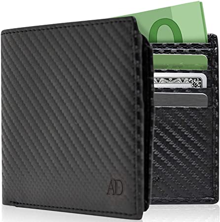 Vegan Leather Bifold Wallets for Men - Cruelty Free Non Leather Mens Wallet with ID Window RFID Gifts for Him
