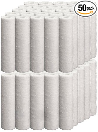 iSpring 5M-50PK 5-micron 10-Inch by 2.5-Inch Sediment Filter Cartridges, NSF Certified, 50-Pack