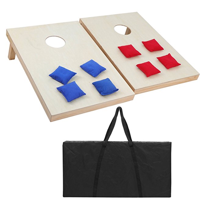 ZENY 4' x 2'/ 3' x 2' Solid Wood Premium Bean Bag Toss Cornhole Game Board Playset Backyard Portable