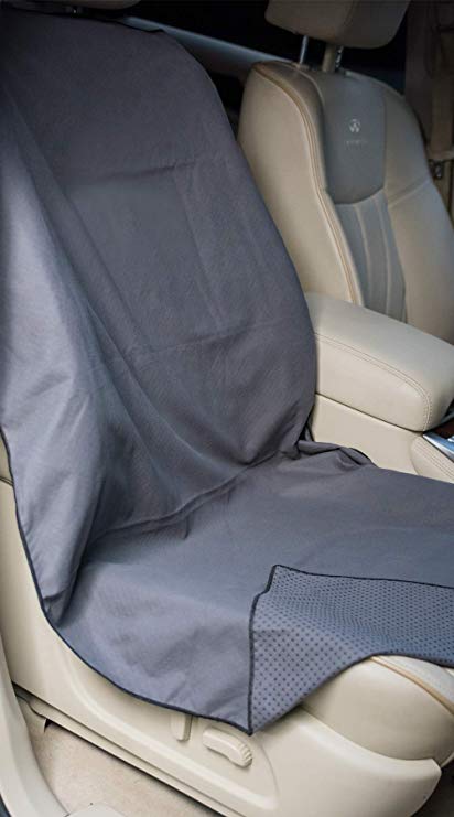 Run's Done Protective Car Seat Cover (Moisture-Wicking, Machine Washable, Non-Slip Back, No Straps Needed) (Charcoal)