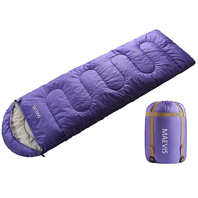 Maevis Camping Sleeping Bag - 3 Season - Winter, Spring, Fall, Envelope Lightweight Portable, Waterproof for Adults & Kids - Camping Gear Equipment, Traveling, Hiking and Outdoors