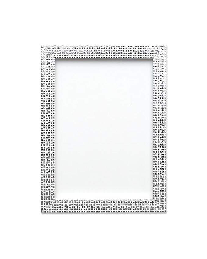 Flat Bright/Mirror effect/ Mosaic Picture/Photo/Poster frame - With an MDF backing board - Ready to hang - With a High Clarity Styrene Shatterproof Perspex Sheet - Silver Bling - A4 - FBA - FBMEMosaicP-SLVRBLG-A4