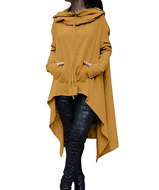 ThusFar Women's Loose Solid Color Pullover Hoodie Irregular Hem Sweatshirts Dress S-4XL