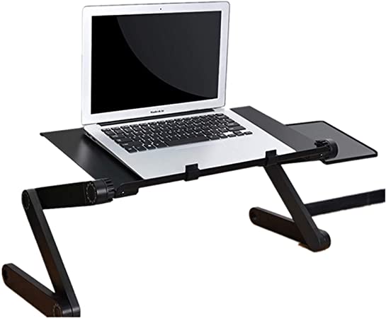 unhg Adjustable Laptop Stand, Portable Laptop Table Stand with 1 CPU Cooling Fans, Ergonomic Lap Desk TV Bed Tray Standing Desk (Black)