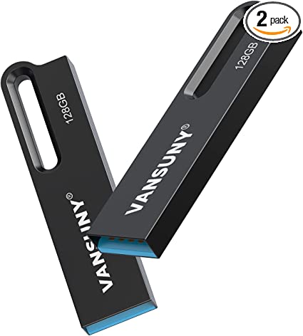 Vansuny 2 Pack USB 3.0 Flash Drives 128GB Metal Waterproof Flash Drive Ultra High Speed Memory Stick, Portable Thumb Drive for PC/Tablets/Mac/Laptop