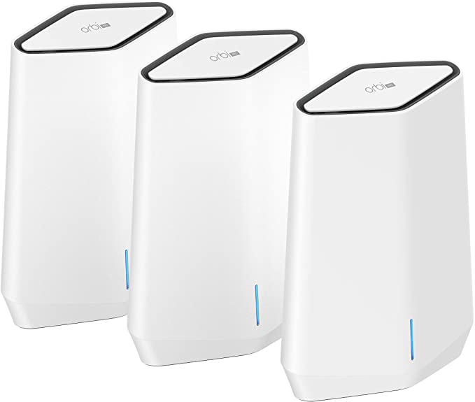 NETGEAR Orbi Pro WiFi 6 Tri-Band Mesh System (SXK50B3), Router   2 Satellite Extenders for Business or Home, VLAN, QoS, Coverage up to 7,500 sq. ft, 75 Devices, AX5400 802.11 AX (up to 5.4Gbps)