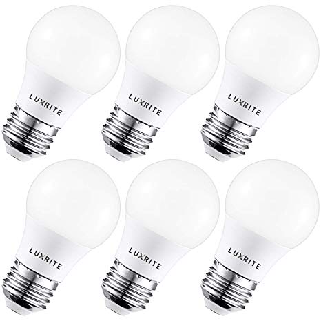 Luxrite A15 LED Light Bulb, 40W Equivalent, 3000K Warm White, Dimmable, 450LM, Medium Base E26 LED Light Bulb, Enclosed Fixture Rated, UL Listed - Perfect for Ceiling Fans and Home Lighting (6 Pack)