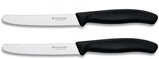 Victorinox Swiss Classic Steak Knife Set, 4-1/2-Inch Serrated Blades with Round Tip (2 Pack)