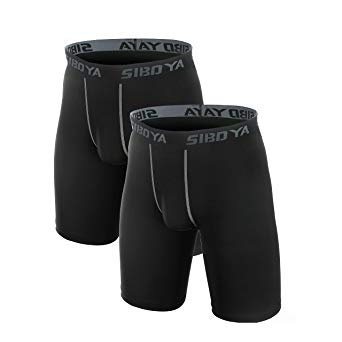 Siboya Men's 2 Pack Quick-Dry Workout Training Athletic Compression Shorts