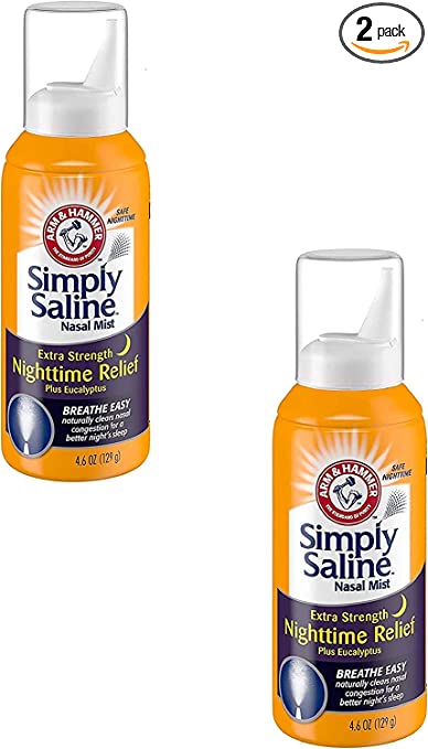 Simply Saline Plus Nighttime Formula Nasal Mist, Eucalyptus, Extra Strength, 4.6 fl oz - 2pc