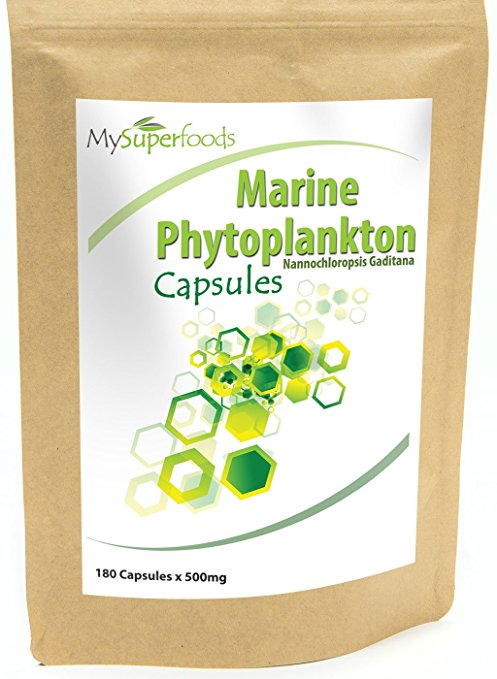 Marine Phytoplankton Capsules (180 Capsules X 500mg) | Highest Quality Available | By MySuperfoods