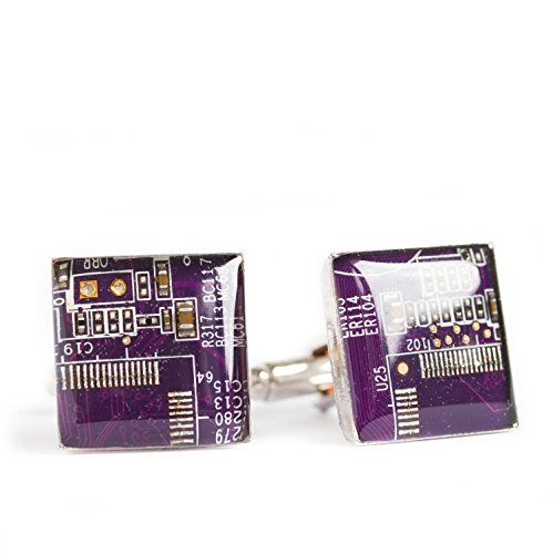 Circuit board Cufflinks - purple geek cufflinks