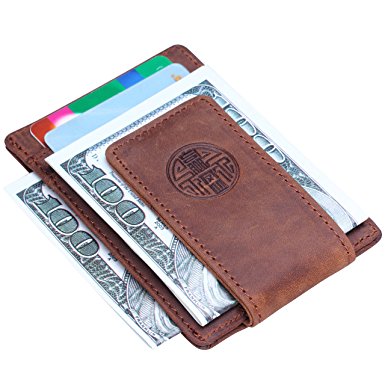 Win&Income Money Clips,Mens Wallet,Leather Thin Clip Wallets,Front Pocket Card Holder
