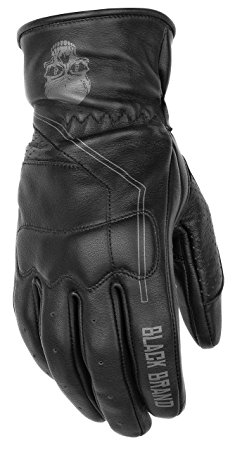 Black Brand Men's Leather Pinstripe Motorcycle Gloves (Black, X-Large)