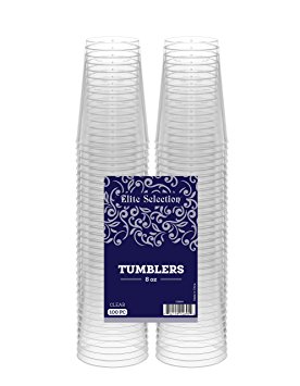 Elite Selection 8 Oz. Pack Of 100 Clear Hard Disposable Party Plastic Tumblers/Cups