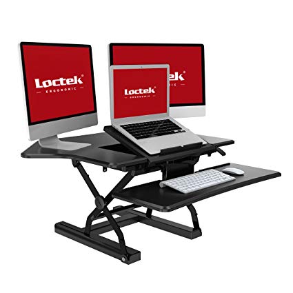 Loctek Standing Desk - 36" Cubicles Corner Desk Riser, Height Adjustable Removable Keyboard Tray, Computer Riser with Document Holder & USB port (PC36B)