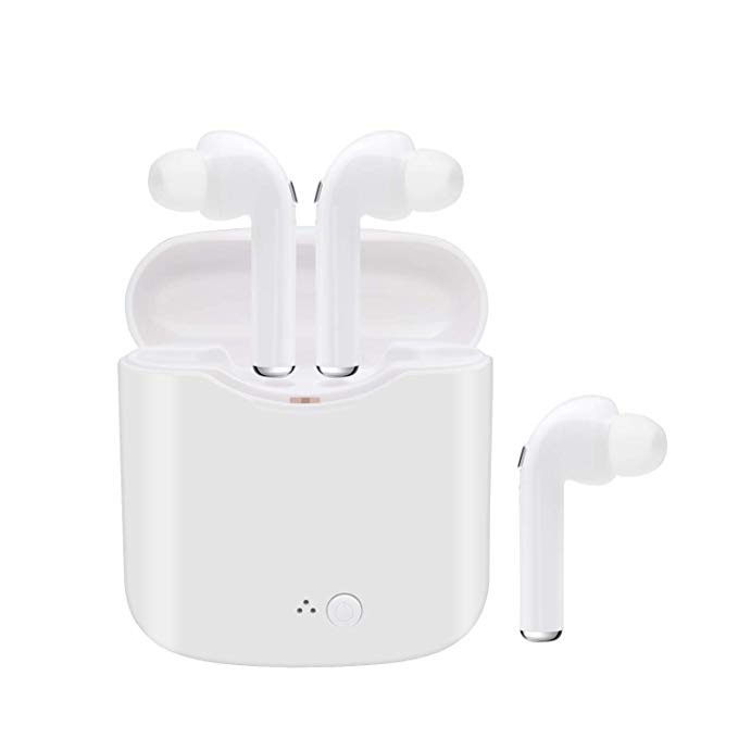 i-Diomate Bluetooth Headset Wireless Earbuds Sports Headphones with Charging Case Mini Size HD Stereo in-Ear Noise Canceling Earphones with Mic for Phone iOS Android Smart Phones-A19