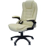 HomCom Executive Ergonomic PU Leather Heated Vibrating Massage Office Chair - Cream