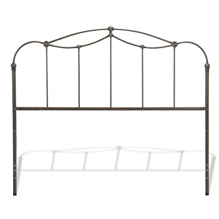 Affinity Metal Headboard Panel with Straight Spindles and Detailed Castings, Blackened Taupe Finish, Queen