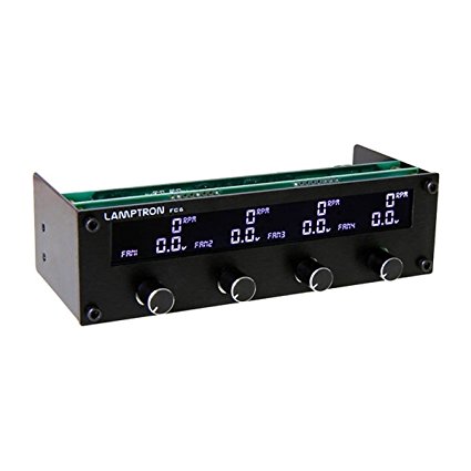Lamptron FC6 Fan Controller, 20W x 4 Channels with Changeable Color Display (Black Faceplate)