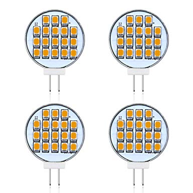 Bonlux 3W Side-Pin G4 LED Light Bulb - 12V 24V AC/DC G4 Bi-Pin Base Ceiling Recessed Puck Light, 30W Halogen Replacement Bulb for RV Trailer Motorhome 5th Wheel, Warm White 2800K (4-Pack)