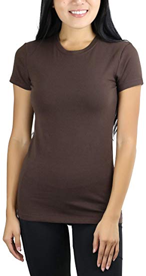 ToBeInStyle Women's Slim Fit Crew Neck Short Sleeve Longline Tee