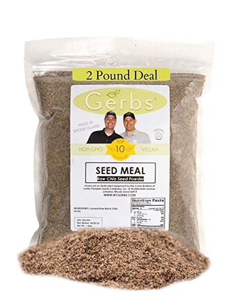 Raw Chia Seed Protein Meal Powder By Gerbs - 2 LBS Premium Seeds - Top 10 Food Allergen Free & NON GMO - Vegan & Kosher - Seed Country of Origin Mexico - Made in Rhode Island
