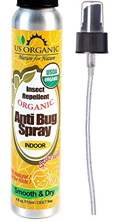 US Organic Insect Repellent Anti Bug Indoor Pump Sprays, 4 Ounces, with USDA Certification and Cruelty Free