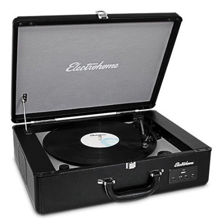 Electrohome Archer Vinyl Record Player Classic Turntable Stereo System with Built-in Speakers USB for MP3s Headphone Jack and AUX Input for Smartphones Tablets EANOS300