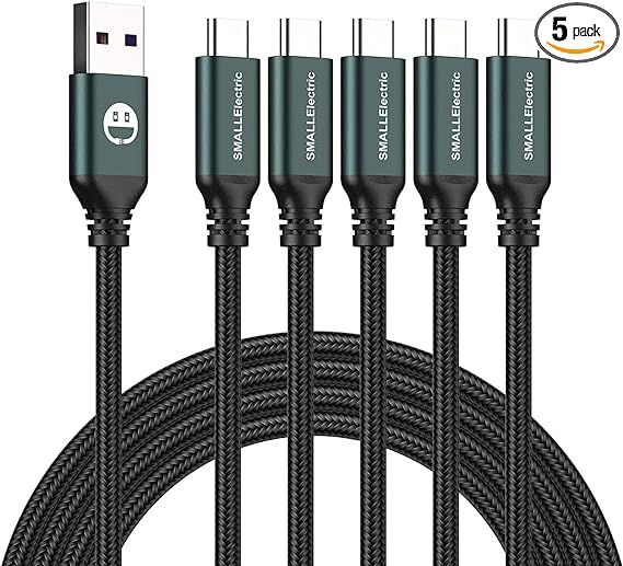 USB Type-C Cable 5pack 6ft Fast Charging 3A Rapid Charger Quick Cord, Type C to A Cable 6 Foot Compatible Galaxy S10 S9 S8 Plus, Braided Fast Charging Cable for Note 10 9 8, LG V50 V40 G8 G7(Green)