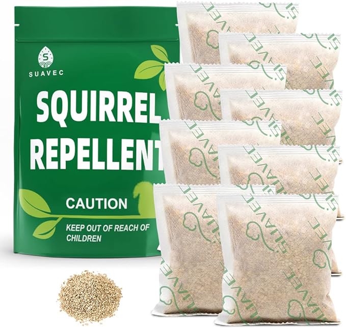 SUAVEC Squirrel Repellent, Chipmunk Repellent, Squirrel Repellents Outdoor, Squirrel Repellant for Attic, Keep Squirrel Away, Squirrels Deterrent for Garden, Mint Rodent Repellent-8 Pouches (7.2 oz)