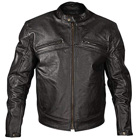 Xelement XSPR105 The Racer Mens Black Armored Leather Racing Jacket - Large